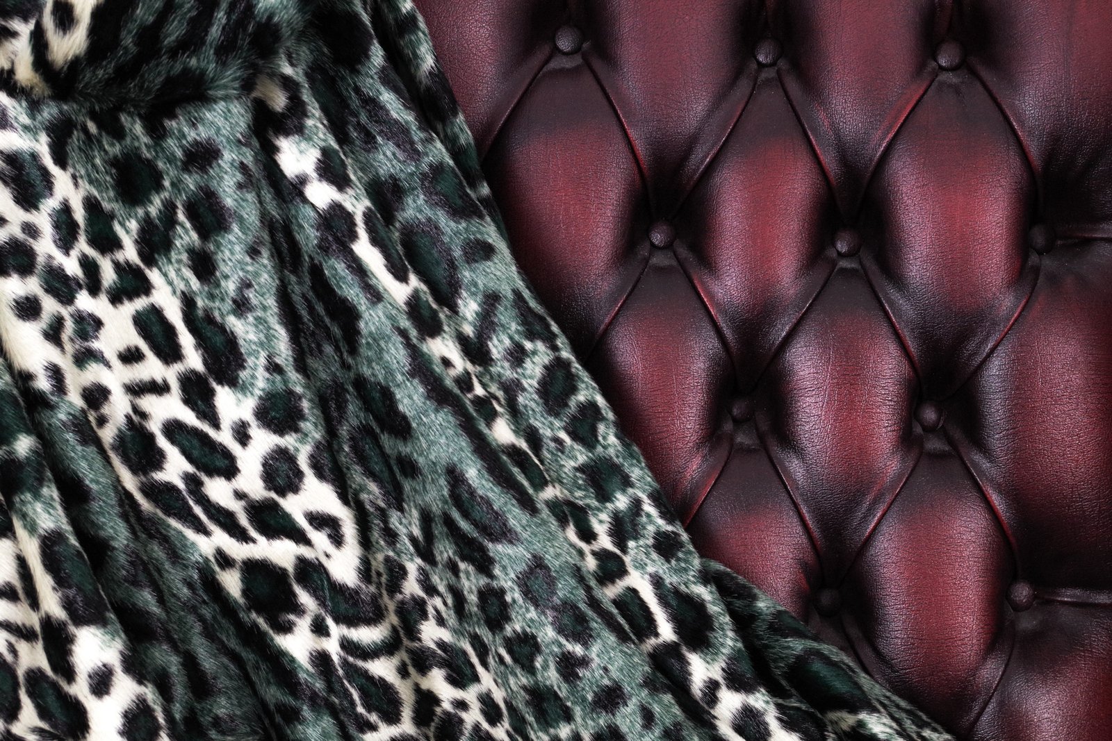 Green Leopard Print Faux Fur Coat
