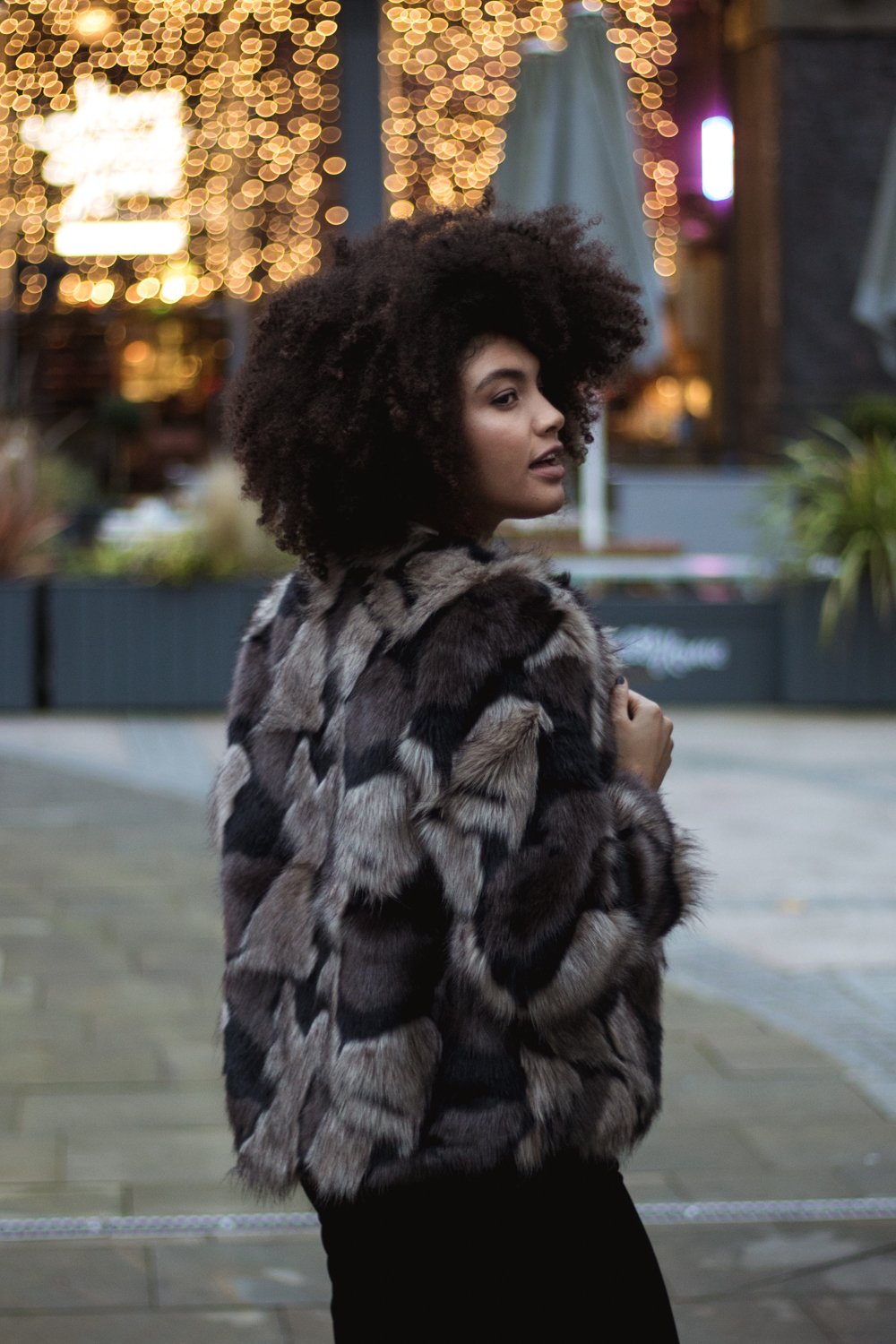 Samio in faux fur storm and marie jacket TK Maxx outfit